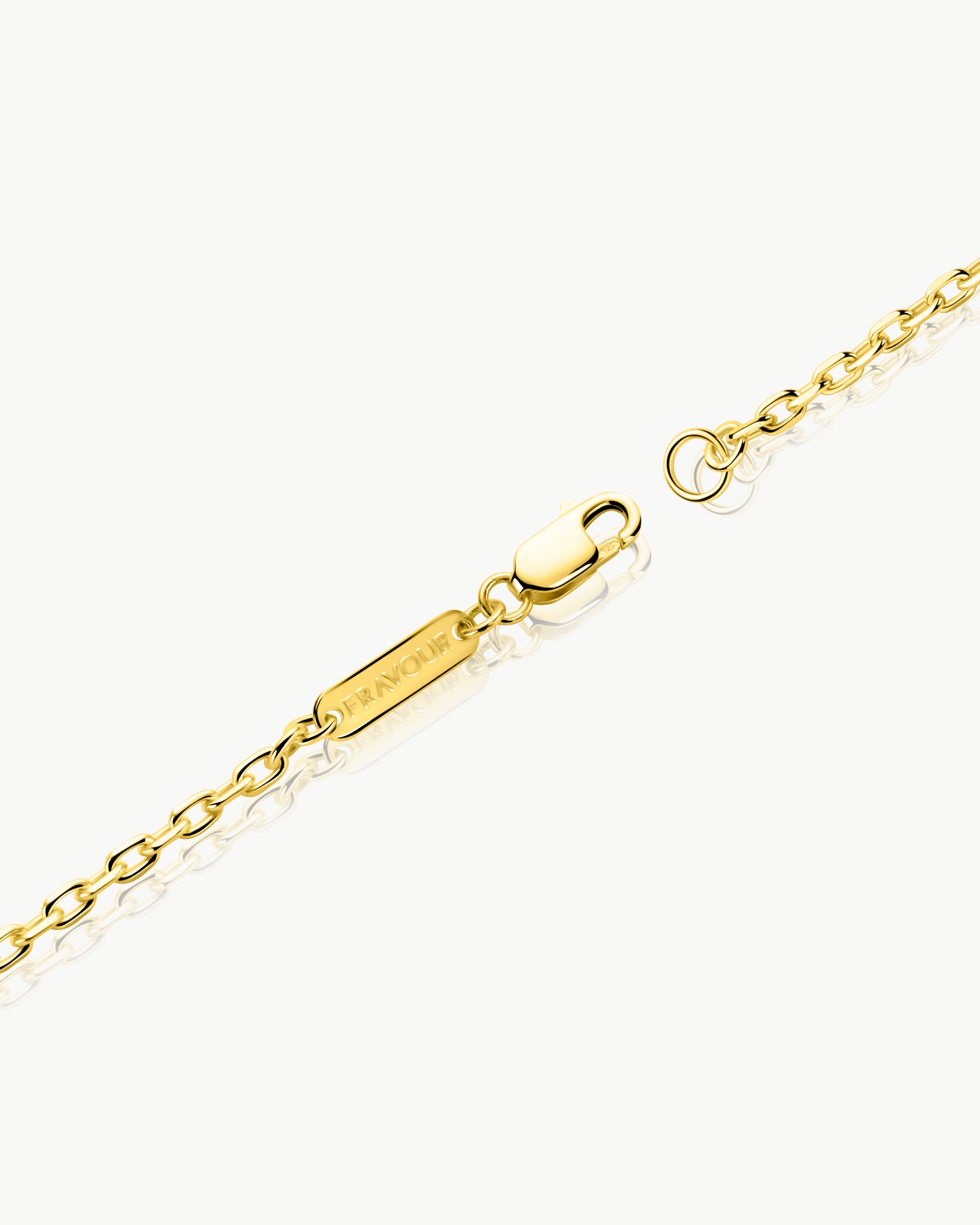 gold plated cable chain clasp and finishing details – Fravour
#material_14ct Gold Plated
